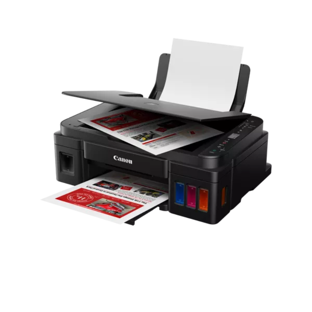 Canon PIXMA G3410 Front View – A compact and wireless all-in-one ink tank printer.