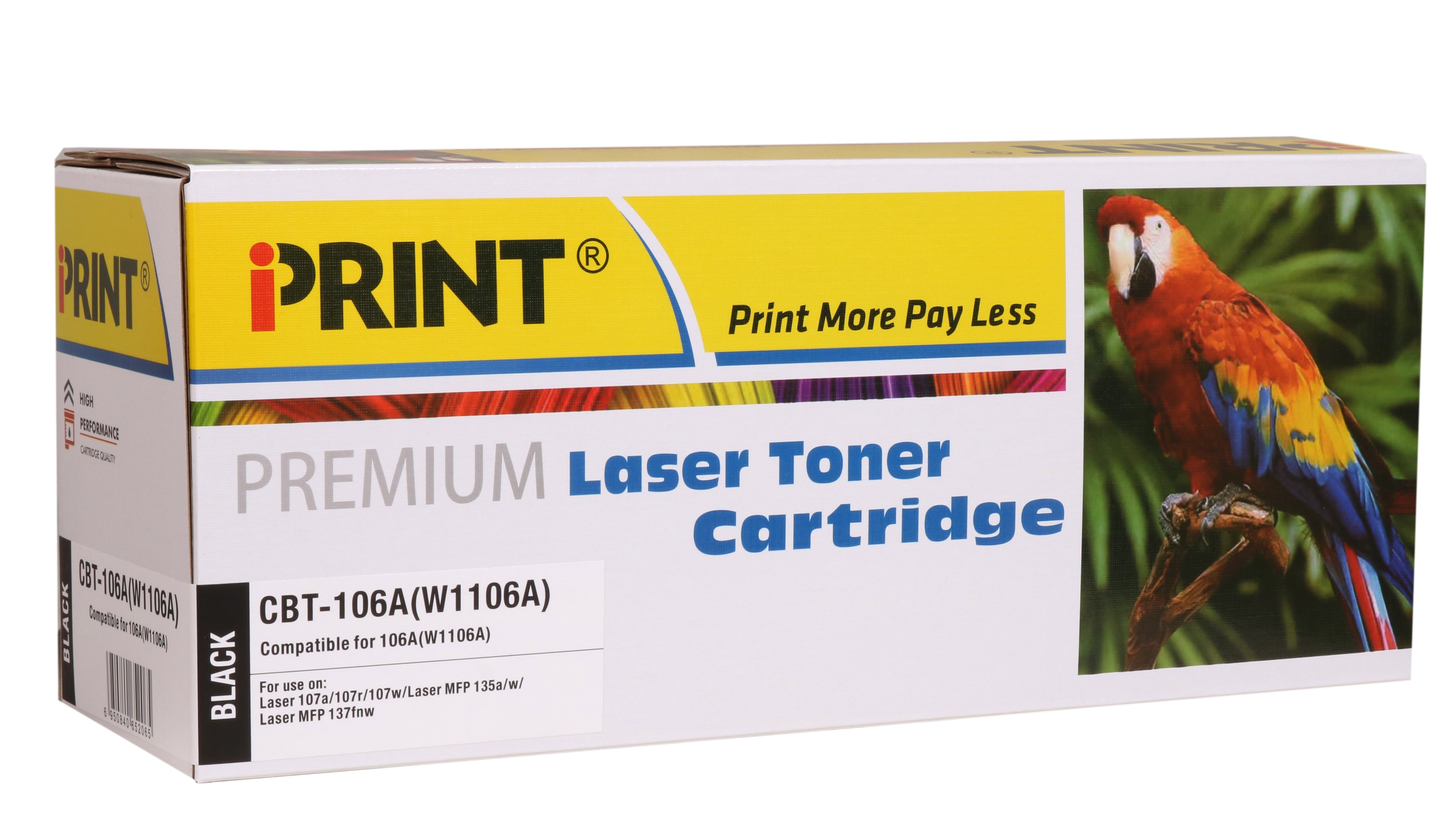 IPRINT W1106A Compatible Black Toner Cartridge for HP 106A(WITH CHIP)